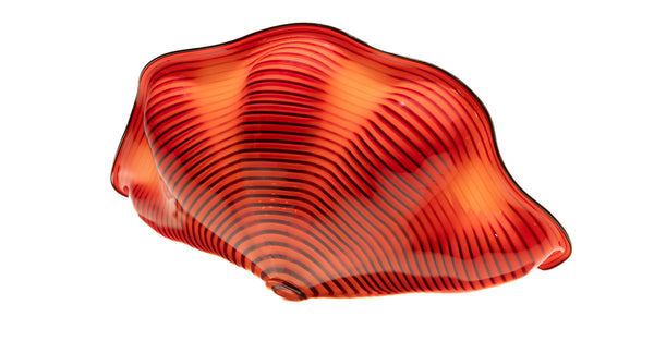 Dale Chihuly Signed Chinese Red Seaform Pair with Black Lip Wraps 1995 Signed Portland Press Edition