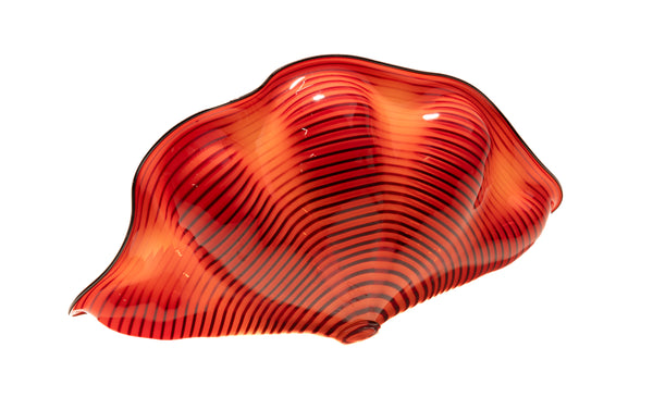 Dale Chihuly Signed Chinese Red Seaform Pair with Black Lip Wraps 1995 Signed Portland Press Edition