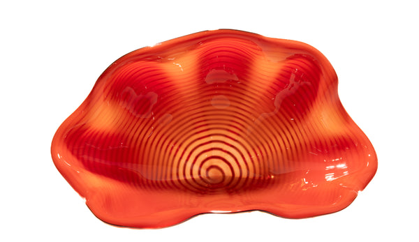 Dale Chihuly Signed Chinese Red Seaform Pair with Black Lip Wraps 1995 Signed Portland Press Edition