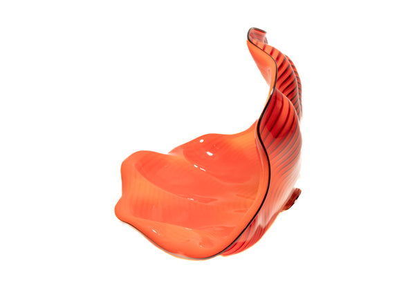 Dale Chihuly Signed Chinese Red Seaform Pair with Black Lip Wraps 1995 Signed Portland Press Edition