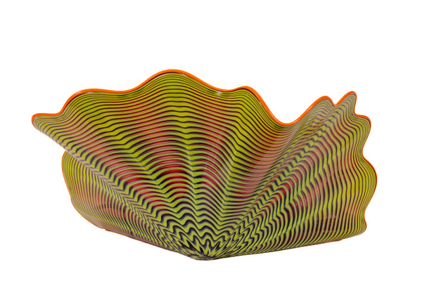 Dale Chihuly Scarlet and Chartreuse Large 22” Persian Set 2008 Hand Blown Glass, $30K Appraisal
