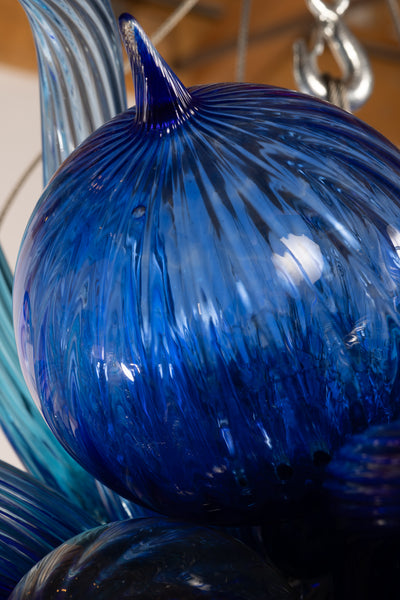 Dale Chihuly Original Hand Blown Blue Mosaic Glass Chandelier w Free Installation