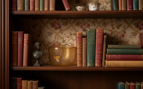 Dale Chihuly 1979 Signed Peach Tabac Basket with Navajo Blanket Shard Hand Blown Glass