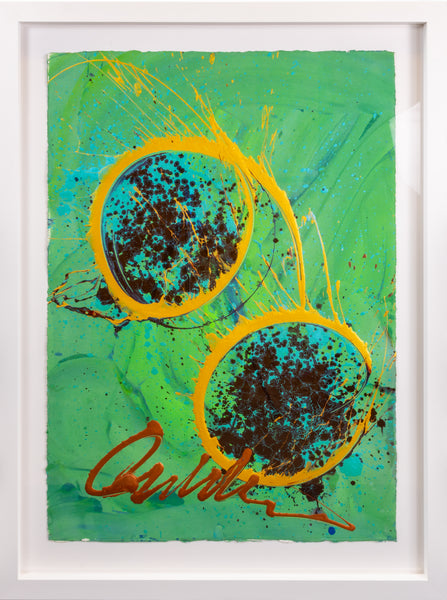 Dale Chihuly Signed Large 4' Original Painting Untitled (Teal Double Macchia)
