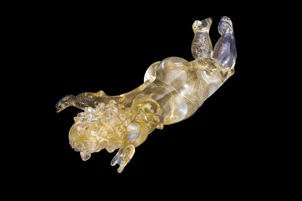 Dale Chihuly Original One of a Kind Golden Putti in Azure Blue Seaform Glass