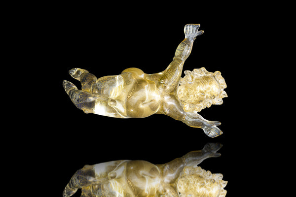 Dale Chihuly Original One of a Kind Golden Putti in Azure Blue Seaform Glass