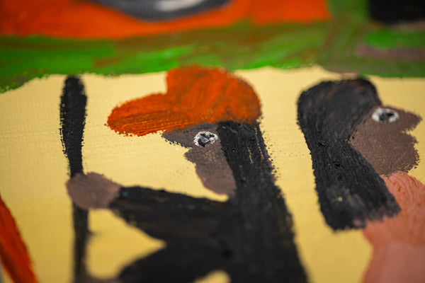 Clementine Hunter, Saturday Night, 1983 Original Oil on Canvas Board Signed Painting