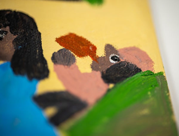 Clementine Hunter, Saturday Night, 1983 Original Oil on Canvas Board Signed Painting