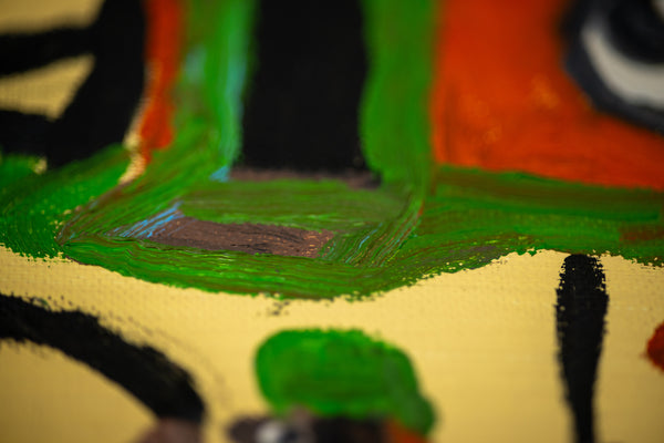 Clementine Hunter, Saturday Night, 1983 Original Oil on Canvas Board Signed Painting