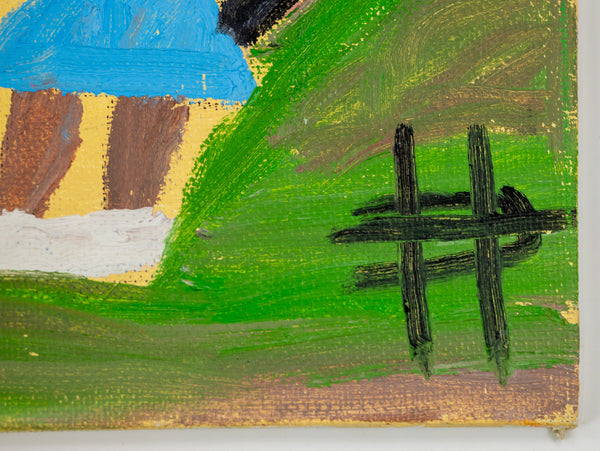 Clementine Hunter, Saturday Night, 1983 Original Oil on Canvas Board Signed Painting