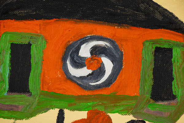 Clementine Hunter, Saturday Night, 1983 Original Oil on Canvas Board Signed Painting