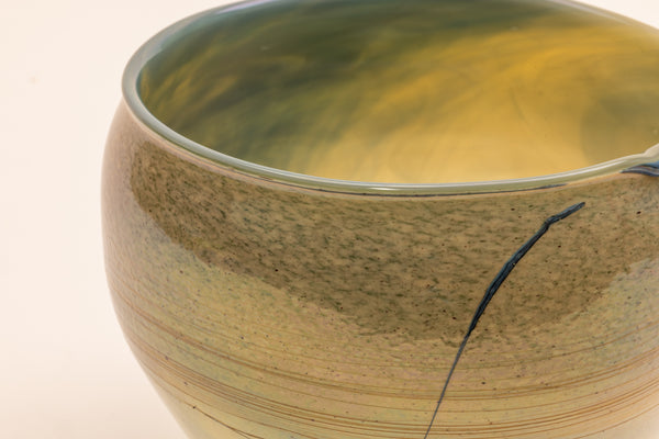 Dale Chihuly Early Cerulean Sand Basket Signed 1979 Hand Blown Glass