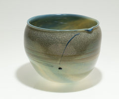 Dale Chihuly Early Cerulean Sand Basket Signed 1979 Hand Blown Glass