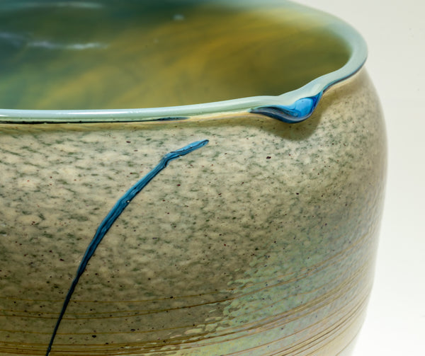 Dale Chihuly Early Cerulean Sand Basket Signed 1979 Hand Blown Glass