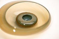 Dale Chihuly, Seafoam Green and Desert Tan - 2 Piece Hand-Blown Glass Basket Pair