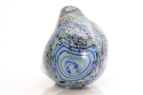 Dale Chihuly / Blue Opal Macchia (1982), a signed and dated hand-blown glass sculpture measuring 4.75 inches high by 5.5 inches in diameter