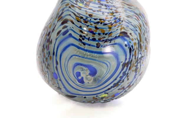 Dale Chihuly / Blue Opal Macchia (1982), a signed and dated hand-blown glass sculpture measuring 4.75 inches high by 5.5 inches in diameter