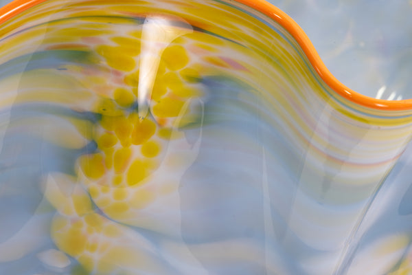 Dale Chihuly Large 28” Signed 1984 Harbor Blue Macchia with Tangerine Orange Lip Wrap