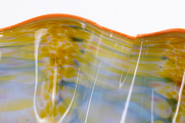 Dale Chihuly Large 28” Signed 1984 Harbor Blue Macchia with Tangerine Orange Lip Wrap