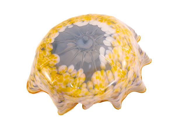 Dale Chihuly Large 28” Signed 1984 Harbor Blue Macchia with Tangerine Orange Lip Wrap