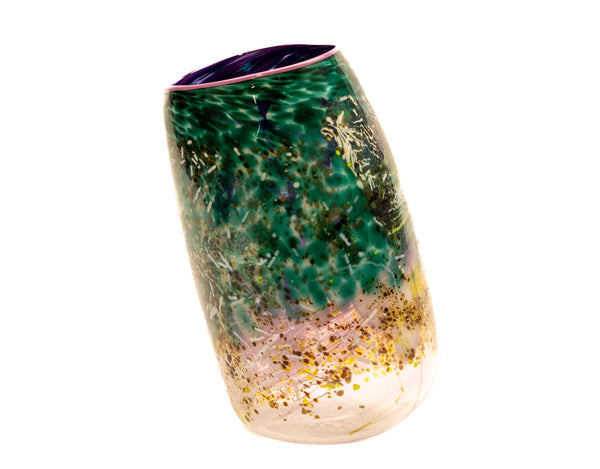 Dale Chihuly Deep Teal Soft Cylinder 1987 15” Signed Hand Blown Glass