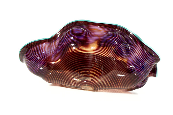 Dale Chihuly 4 Piece Red Seaform Set with Turquoise Lip Wrap Signed 1987 Handblown Glass