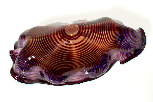 Dale Chihuly 4 Piece Red Seaform Set with Turquoise Lip Wrap Signed 1987 Handblown Glass