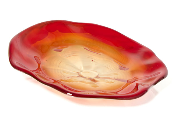 Dale Chihuly 4 Piece Red Seaform Set with Turquoise Lip Wrap Signed 1987 Handblown Glass