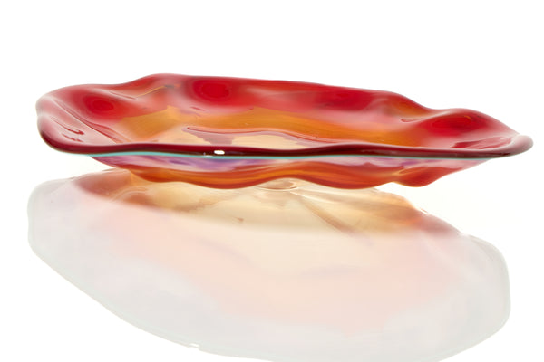 Dale Chihuly 4 Piece Red Seaform Set with Turquoise Lip Wrap Signed 1987 Handblown Glass