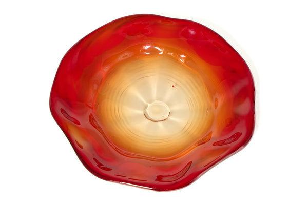 Dale Chihuly 4 Piece Red Seaform Set with Turquoise Lip Wrap Signed 1987 Handblown Glass