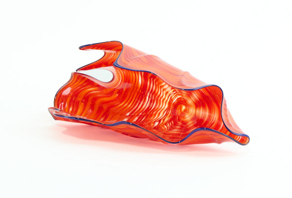 Dale Chihuly, Lapis Blue and Ruby Red Seven Piece Seafom Set, Signed 1988