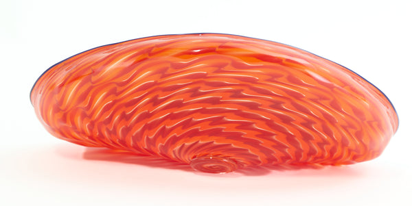Dale Chihuly, Lapis Blue and Ruby Red Seven Piece Seafom Set, Signed 1988