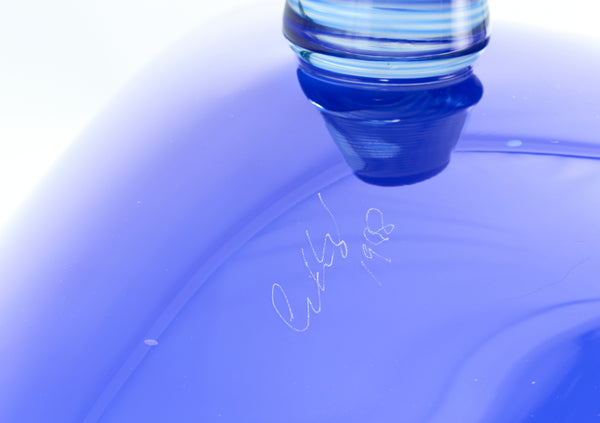 Dale Chihuly, Lapis Blue and Ruby Red Seven Piece Seafom Set, Signed 1988