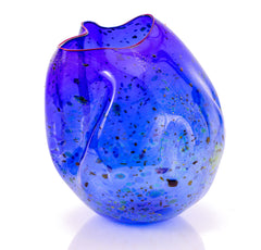 Dale Chihuly's, "Cobalt Blue Basket with Red Lip Wrap", a 1996 hand-blown glass sculpture from his Basket series