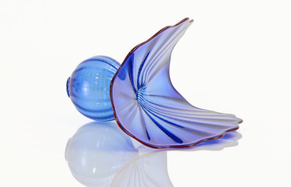 Dale Chihuly, Signed 1997 Four Piece Handblown Glass Blue Persian Set With Cadmium Red Lip Wrap