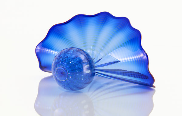 Dale Chihuly, Signed 1997 Four Piece Handblown Glass Blue Persian Set With Cadmium Red Lip Wrap