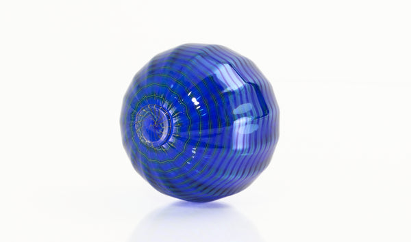 Dale Chihuly, Signed 1997 Four Piece Handblown Glass Blue Persian Set With Cadmium Red Lip Wrap
