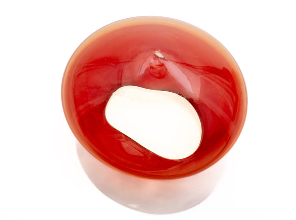 Dale Chihuly, Four-Piece Castillian Red Basket Set with Black Lip Wraps, a hand-blown glass ensemble with fluid, asymmetrical forms and rich red color accented by bold black lip wraps