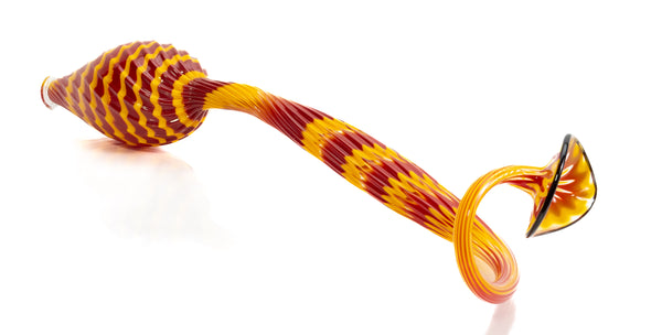 Dale Chihuly, four piece Cinnabar and Coral Persian Set with Black Lip Wraps, Signed 1998 Hand Blown Glass Sculpture