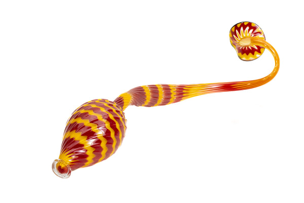 Dale Chihuly, four piece Cinnabar and Coral Persian Set with Black Lip Wraps, Signed 1998 Hand Blown Glass Sculpture