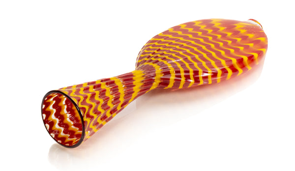 Dale Chihuly, four piece Cinnabar and Coral Persian Set with Black Lip Wraps, Signed 1998 Hand Blown Glass Sculpture