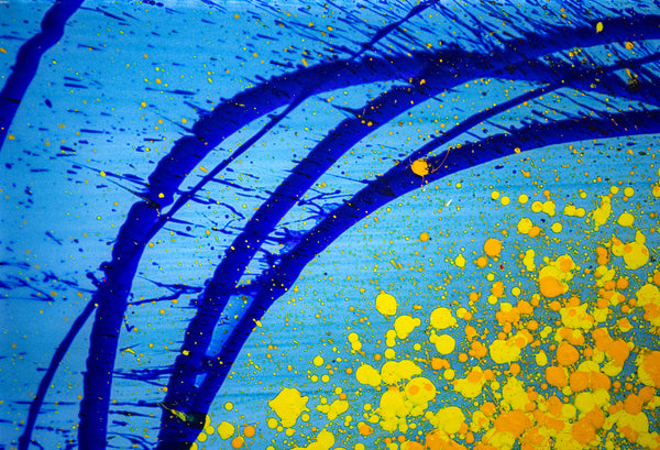 Dale Chihuly, Peacock Blue Float, Large 52" Original Lightbox Painting