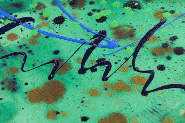 Dale Chihuly, Aqua Green Basket, Signed Original 42 Inch Painting