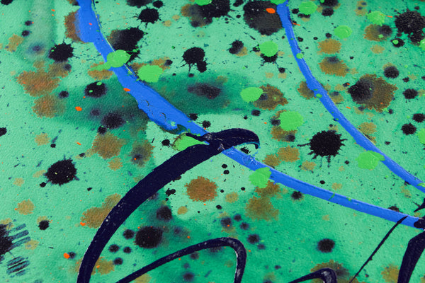 Dale Chihuly, Aqua Green Basket, Signed Original 42 Inch Painting