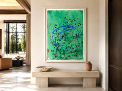 Dale Chihuly, Aqua Green Basket, Signed Original 42 Inch Painting