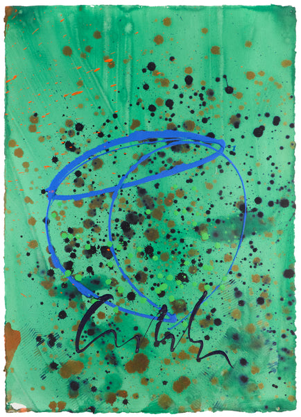 Dale Chihuly, Aqua Green Basket, Signed Original 42 Inch Painting