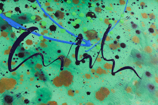 Dale Chihuly, Aqua Green Basket, Signed Original 42 Inch Painting