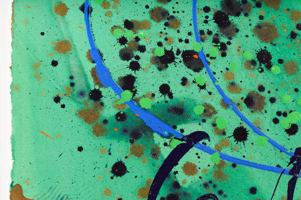 Dale Chihuly, Aqua Green Basket, Signed Original 42 Inch Painting