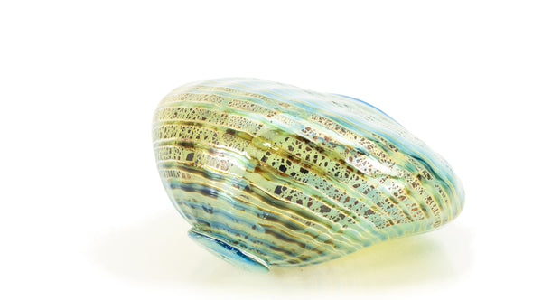 Dale Chihuly, Azure Blue and Ochre Seaform Set, Signed 1991 Unique Hand Blown Glass