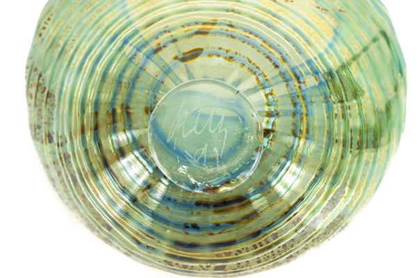 Dale Chihuly, Azure Blue and Ochre Seaform Set, Signed 1991 Unique Hand Blown Glass